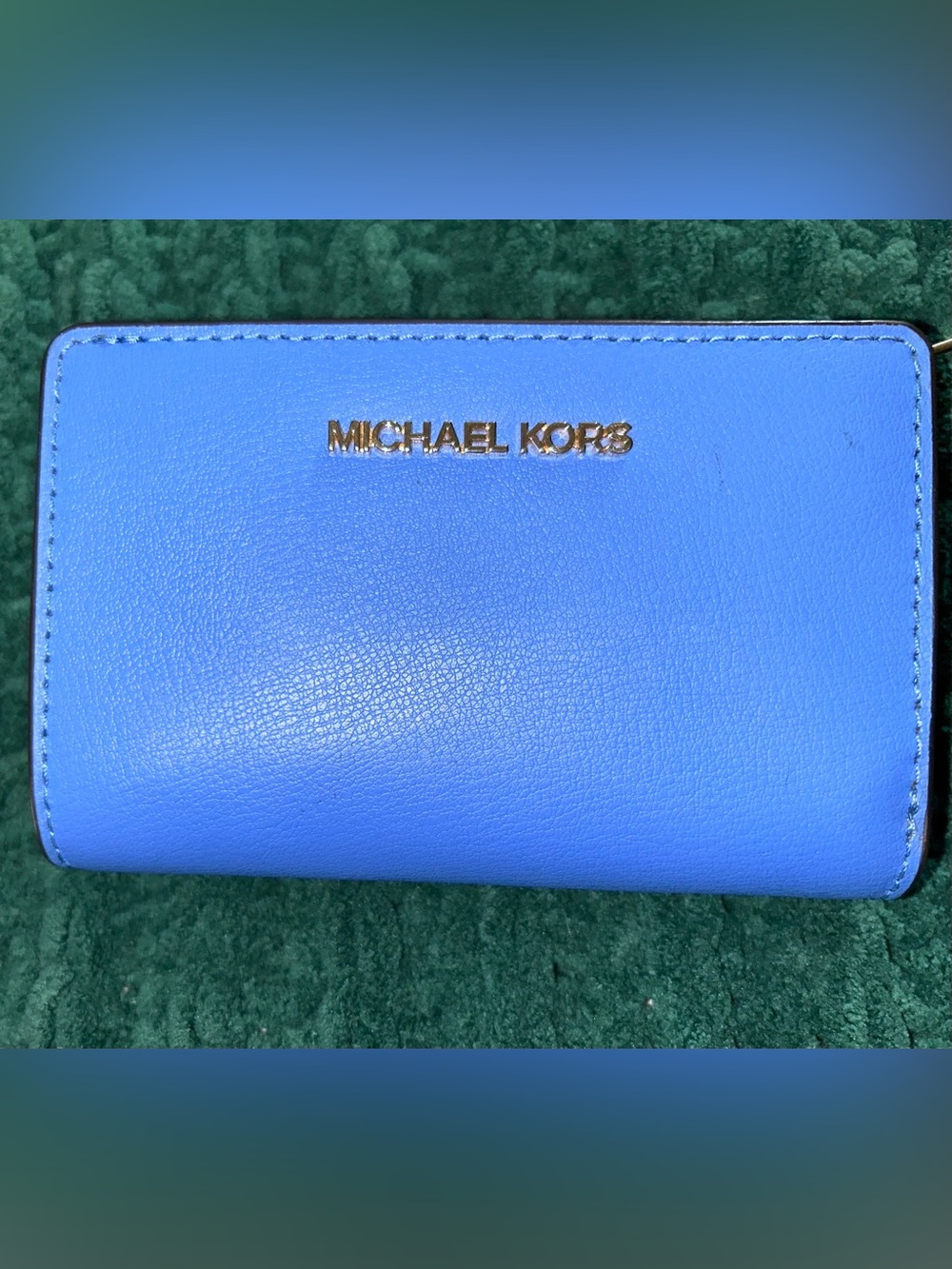Michael Kors Light Blue Leather Slim Wallet with Gold Logo